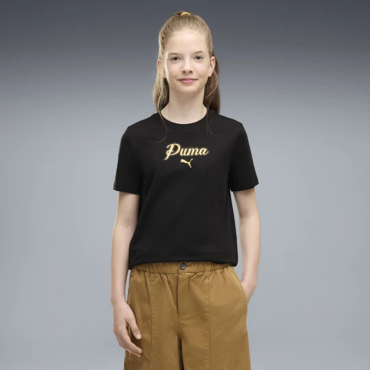 Foto van product PUMA Essentials glitter-T-shirt met opschrift voor Dames, Zwart