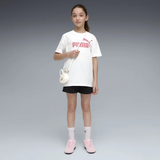 Foto van product PUMA Essentials No.1-logo set met T-shirt en short voor Dames, Roze / Wit