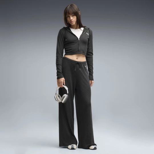 Foto van product PUMA Essentials Relaxte broek met wijde pijpen voor Dames, Zwart