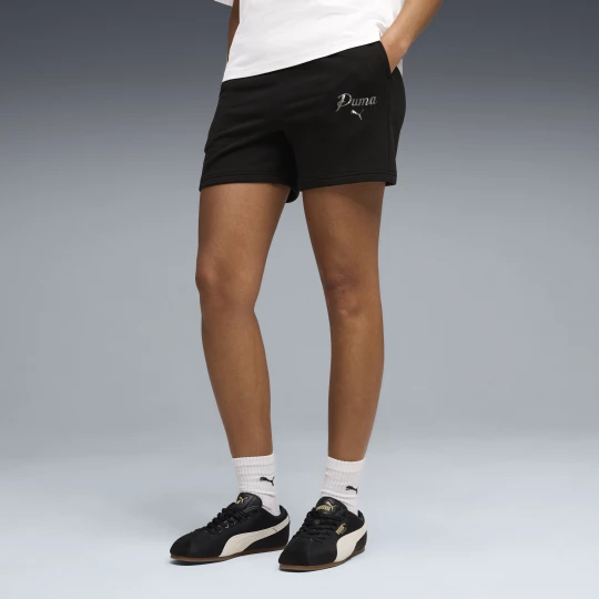 Foto van product PUMA Essentials Script short met hoge taille voor Dames, Zwart