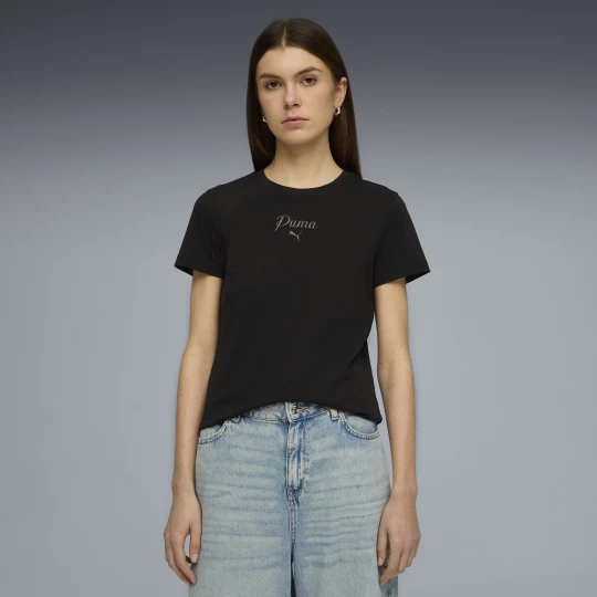 Foto van product PUMA Essentials Script T-shirt voor Dames, Zwart
