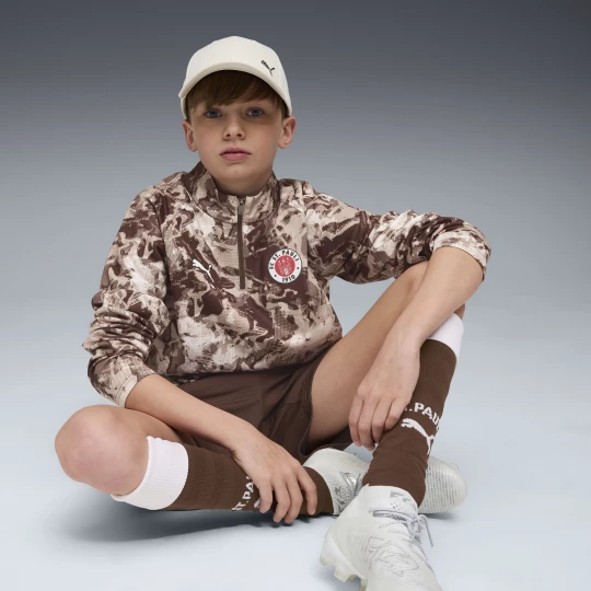 Foto van product PUMA FC St. Pauli prematch-top met kwartrits, Wit / Bruin