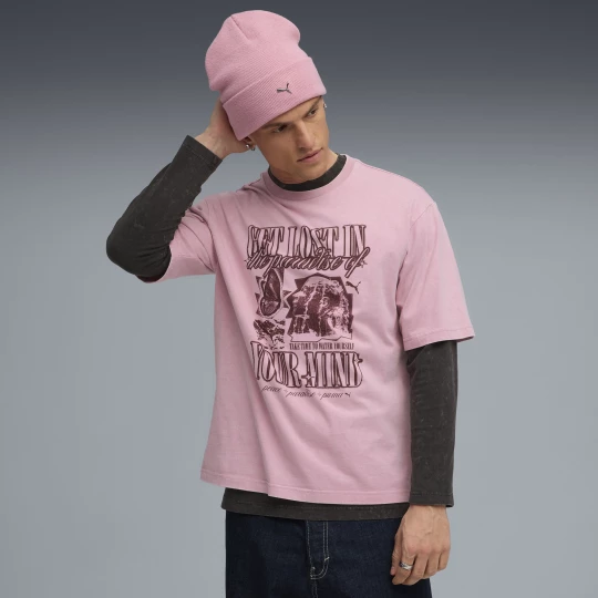 Foto van product PUMA Graphic Paradise Mindset verwassen boxy T-shirt voor Heren, Roze