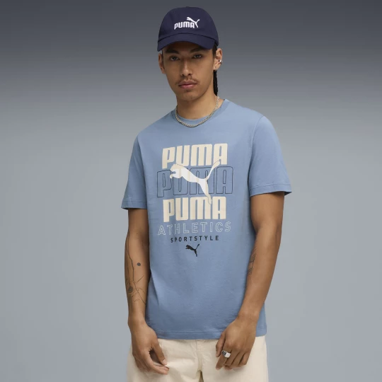 Foto van product PUMA Graphic Stacked T-shirt met afbeelding voor Heren, Blauw