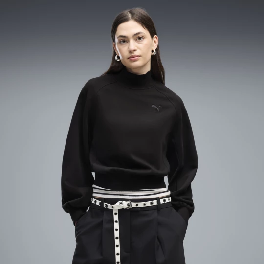 Foto van product PUMA HER Relaxed Mock Neck Crew Sweatshirt voor Dames, Zwart