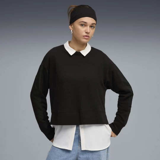 Foto van product PUMA HER relaxed sweatshirt met ronde hals voor Dames, Zwart