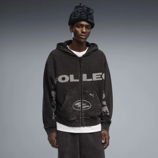 Foto van product PUMA Hoodie met print en volledige rits Uniseks, Zwart