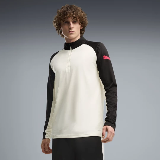 Foto van product PUMA IndividualLIGA top met kwartrits en slanke pasvorm voor Heren, Zwart / Rood / Bruin