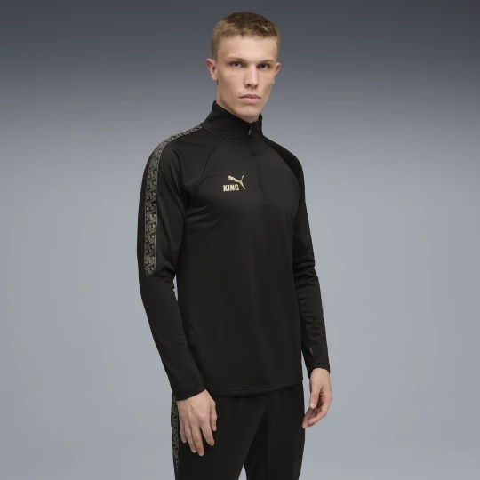 Foto van product PUMA KINGtouch voetbaltop met kwartrits voor Heren, Zwart / Goud