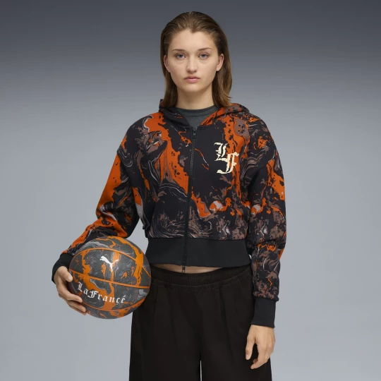Foto van product PUMA LAFRANCÃ HEEM korte hoodie met rits voor Dames, Oranje