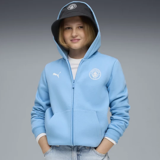 Foto van product PUMA Manchester City FtblEssentials jack met capuchon, Blauw / Wit