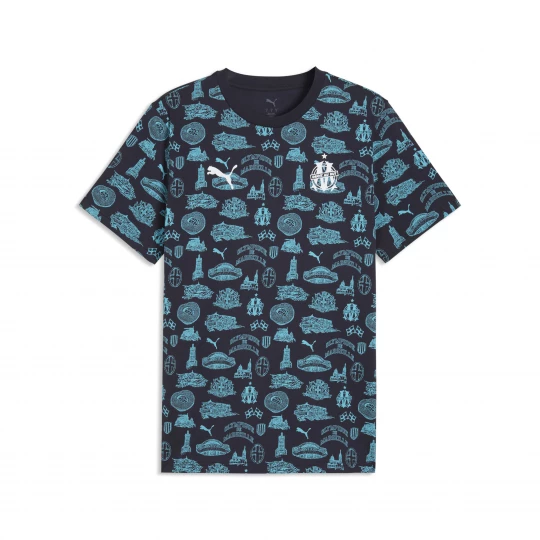 Foto van product PUMA Olympique de Marseille FtblCulture T-shirt met all-over-print voor Heren, Blauw / Wit