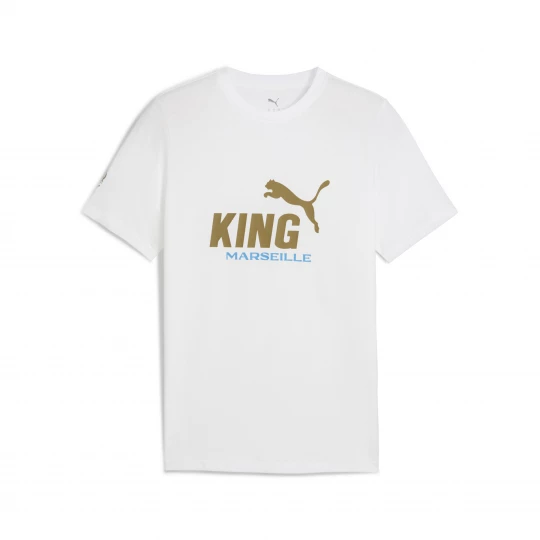 Foto van product PUMA Olympique de Marseille KING Logo T-shirt voor Heren, Wit / Goud