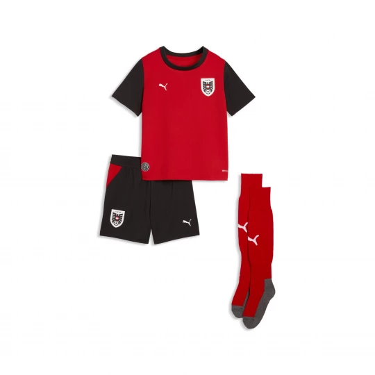 Foto van product PUMA Oostenrijk 2026 mini-thuistenue, Zwart / Rood
