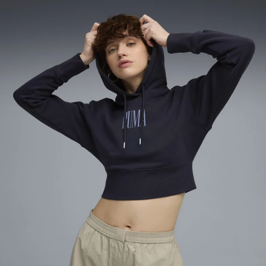 Foto van product PUMA Premium Essentials relaxte hoodie met print voor Dames, Blauw