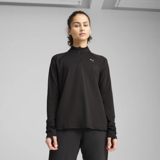 Foto van product PUMA RUN VELOCITY CLOUDSPUN top met kwartrits voor Dames, Zwart