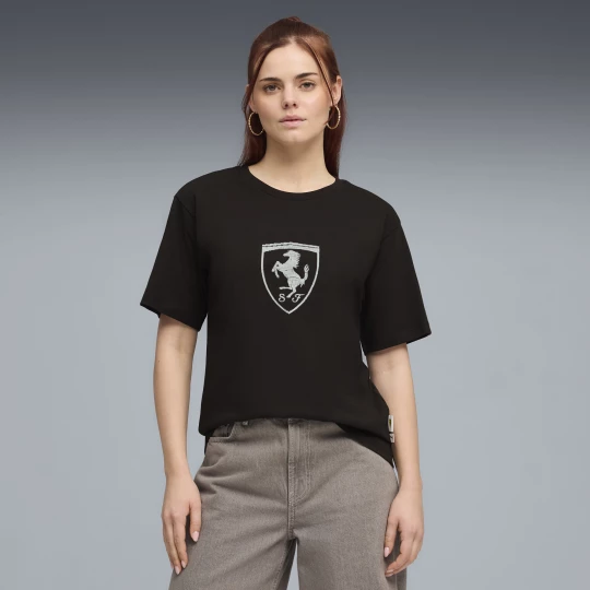 Foto van product PUMA Scuderia Ferrari Tonal Shield T-shirt voor Dames, Zwart