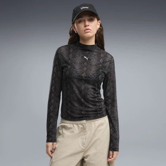 Foto van product PUMA Snake Pack T-shirt met print van mesh voor Dames, Zwart