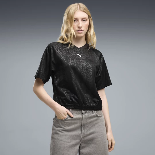 Foto van product PUMA Sport relaxt T-shirt met dierenprint voor Dames, Zwart