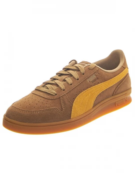 Foto van product PUMA Sportieve veterschoen 'Indoor R-Suede Chocolate Chip / Sport Yellow' bruin