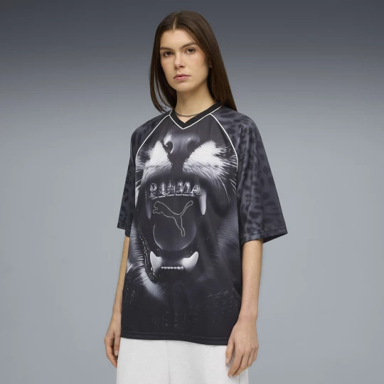 Foto van product PUMA Street Glam relaxed shirt met opdruk voor Dames, Zwart