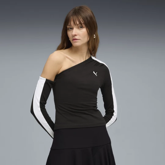 Foto van product PUMA T7 asymmetrische top voor Dames, Zwart