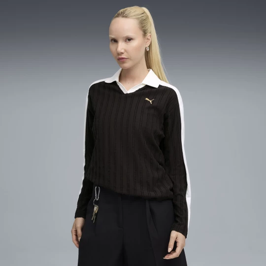 Foto van product PUMA T7 Relaxed polo met lange mouwen voor Dames, Zwart
