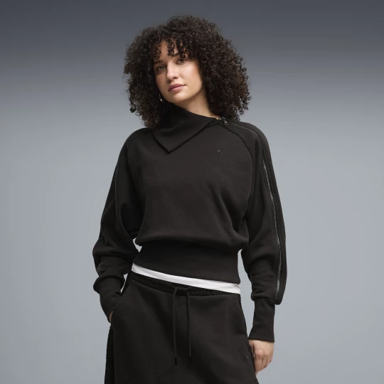 Foto van product PUMA T7 Sweatshirt met asymmetrische rits voor Dames, Zwart
