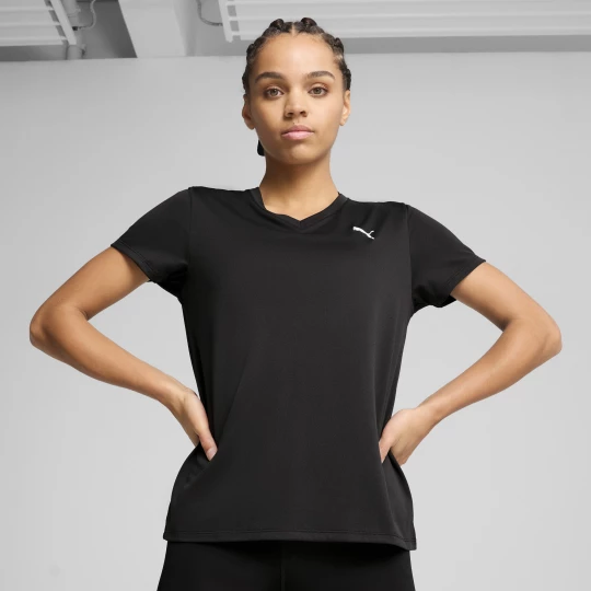 Foto van product PUMA TAD ESSENTIALS T-shirt met V-hals voor Dames, Zwart