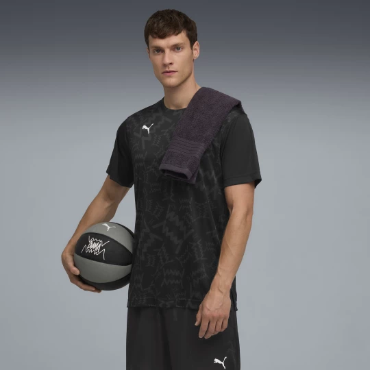 Foto van product PUMA teamJAWS Short Sleeve Shooting basketbalshirt met print voor Heren, Zwart
