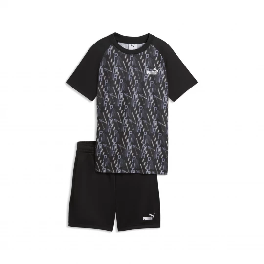 Foto van product PUMA TRAIN ALL DAY Essentials bedrukte set met T-shirt en short voor Heren, Zwart