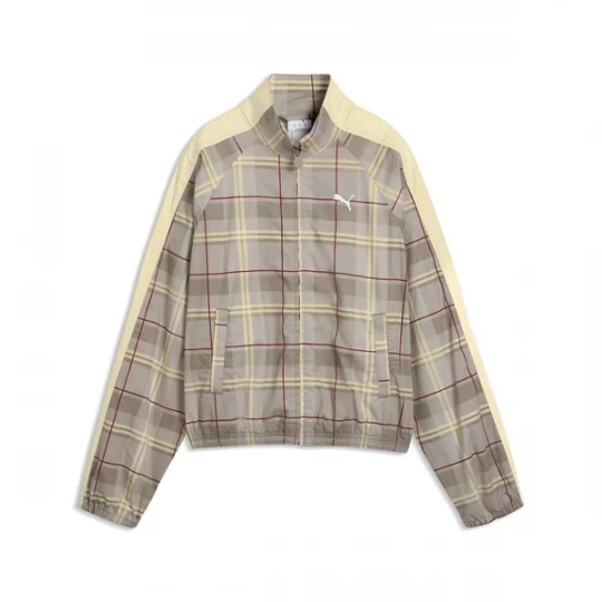 Foto van product PUMA Tussenjas 'T7 Tartan' donkerbeige / geel / aardetinten / bordeaux