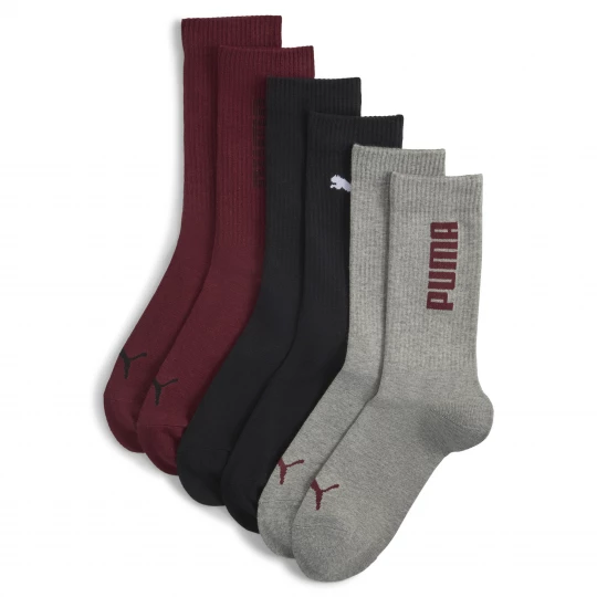 Foto van product PUMA Uniseks crewsokken (set van 3), Zwart / Rood
