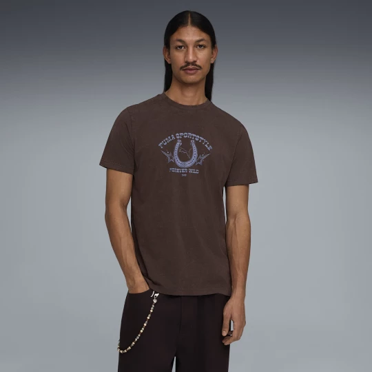 Foto van product PUMA Verwassen T-shirt met retro-afbeelding voor Heren, Bruin