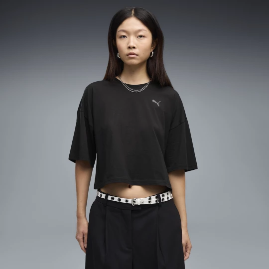 Foto van product PUMA WARDROBE ESS oversized kort T-shirt voor Dames, Zwart