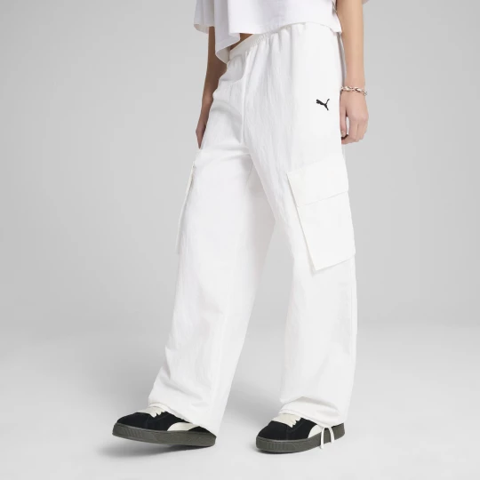 Foto van product PUMA WARDROBE ESS relaxte geweven cargobroek voor Dames, Wit