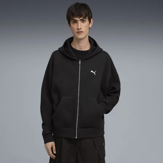 Foto van product PUMA Wardrobe Essentials boxy hoodie met volledige rits voor Heren, Zwart