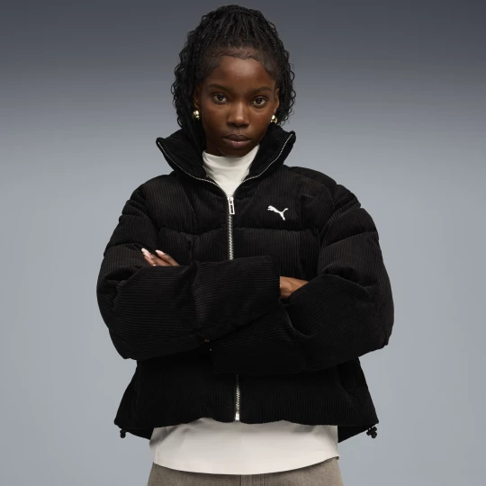 Foto van product PUMA Wardrobe Essentials corduroy pufferjack voor Dames, Zwart