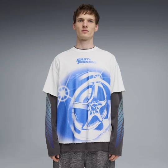 Foto van product PUMA x FAST & FURIOUS oversized T-shirt voor Heren, Grijs / Wit