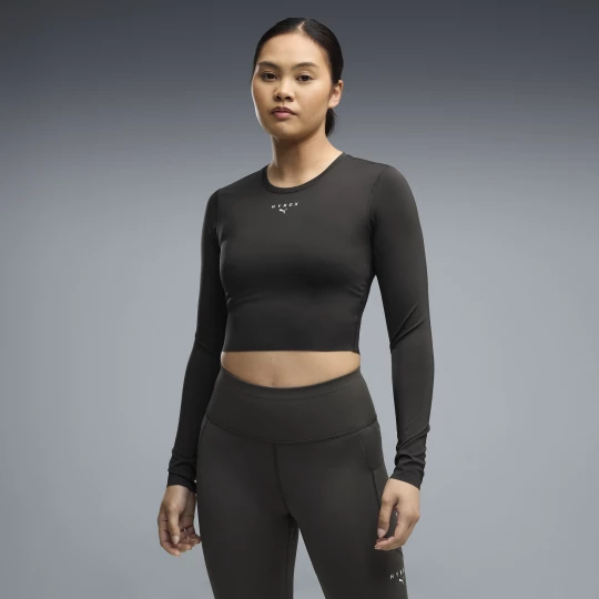 Foto van product PUMA x HYROX PWRMODE Cropped T-shirt met lange mouwen voor Dames, Zwart