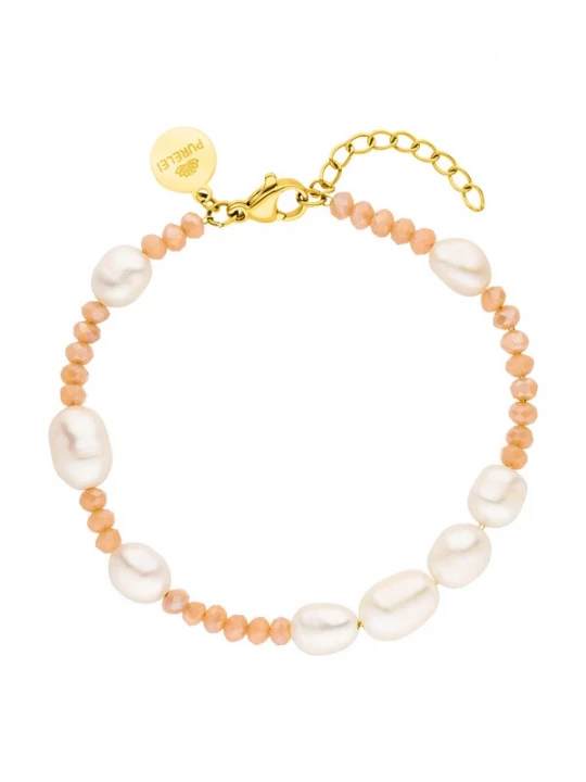 Foto van product PURELEI Armband 'Coral' goud / koraal / parelwit