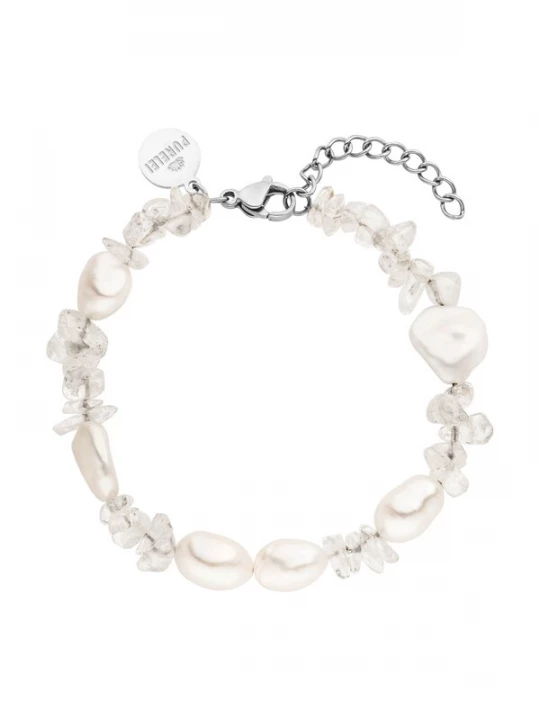 Foto van product PURELEI Armband 'Crystal Wave' zilver / parelwit