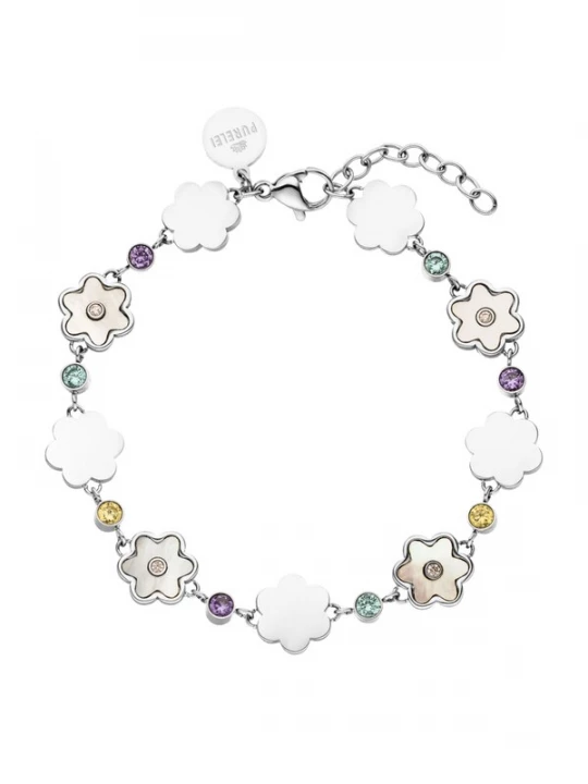 Foto van product PURELEI Armband 'Flowering' blauw / lila / zilver / wit