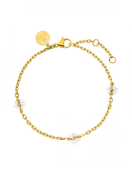 Foto van product PURELEI Armband 'Linen Blossom' goud / wit