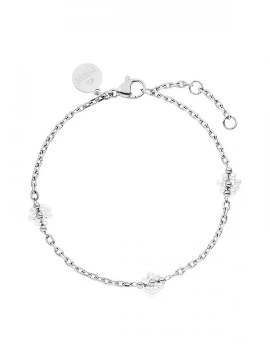 Foto van product PURELEI Armband 'Linen Blossom' zilver / parelwit