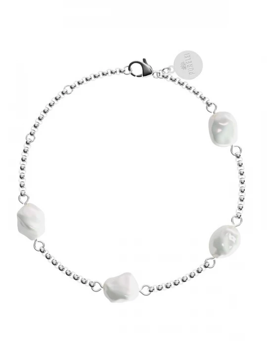 Foto van product PURELEI Armband 'Malahi' zilver / parelwit
