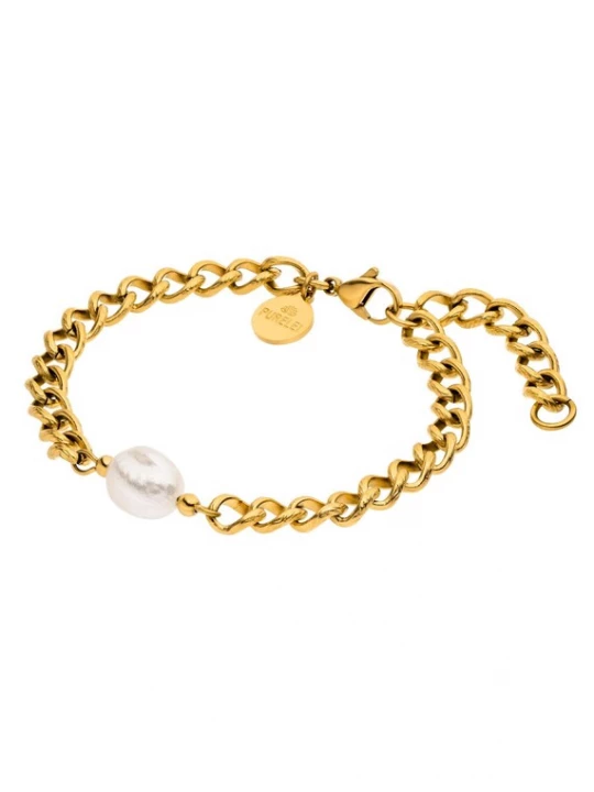 Foto van product PURELEI Armband 'Structure' goud / parelwit