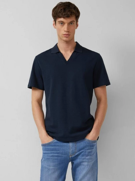 Foto van product Puur katoenen polo met textuur s.Oliver blauw