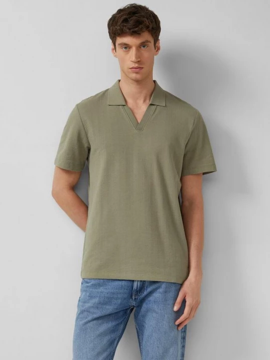Foto van product Puur katoenen polo met textuur s.Oliver olijfgroen
