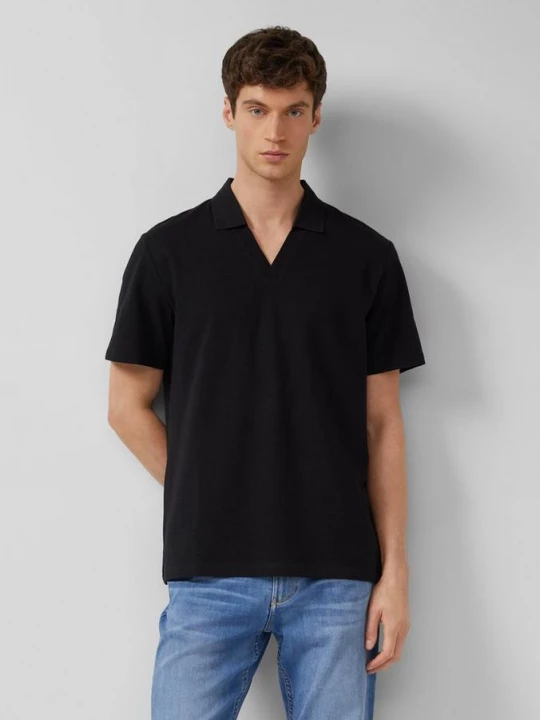 Foto van product Puur katoenen polo met textuur s.Oliver zwart